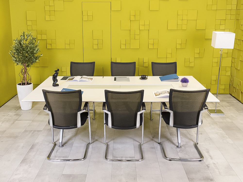 Офисный стол для переговоров Steelcase 2450x1500x720 МДФ Белый Франция_СГПБ-281223
