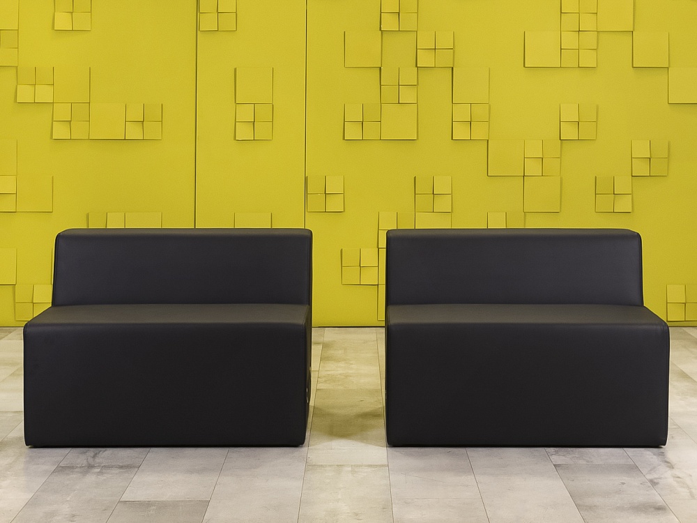 Офисный диван Кожзам Чёрный Россия  ДНКЧ1-20016