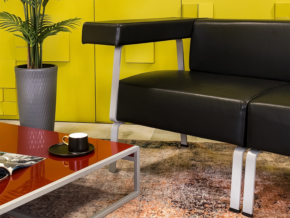 Офисный диван Coffice Linear BENE 1750x780 Кожа Чёрный Австрия_ДНКЧ-071024