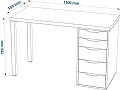 Ингар 1/5Т стол письменный 120x75x55, белый