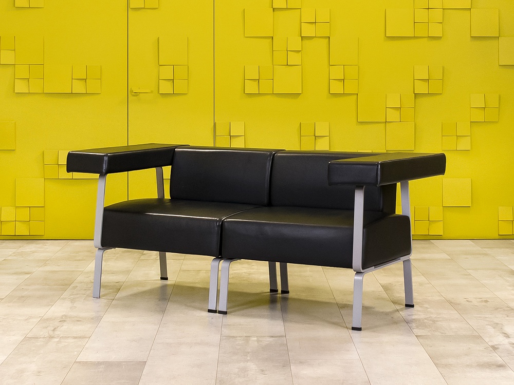 Офисный диван Coffice Linear BENE 1750x780 Кожа Чёрный Австрия_ДНКЧ-071024