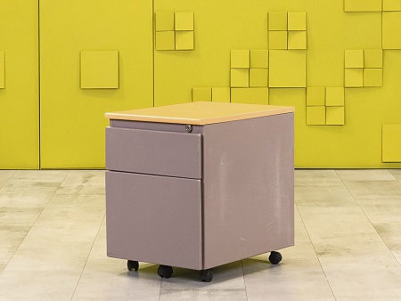 Офисная тумба выкатная Steelcase 420x560x570 Металл Серый 2 ящика Франция_ТВ2ЯМ3-280923