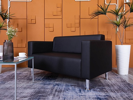 Офисный диван ДМебель Кожзам Черный   (ДНКЧ2-25094(нов))