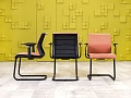 Конференц кресло для переговорной на полозьях Steelcase Ткань Коричневый Франция_КДТК-291223