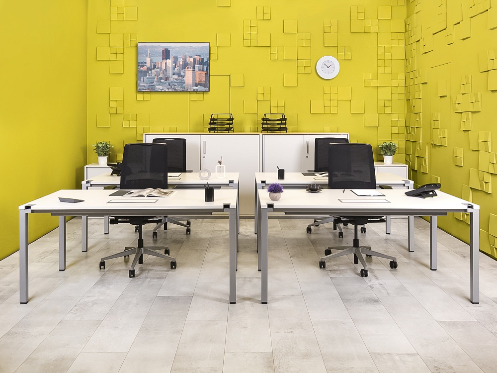 Офисный стол прямой Steelcase ЛДСП Белый Франция  СППБ-04026