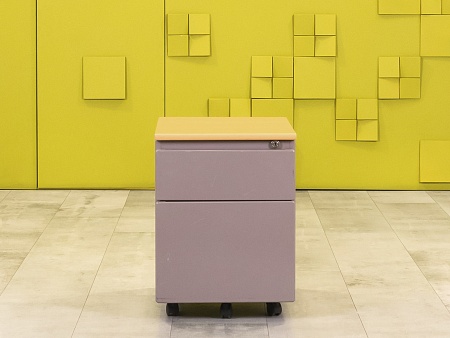 Офисная тумба выкатная Steelcase 420x560x570 Металл Серый 2 ящика Франция_ТВ2ЯМ3-280923