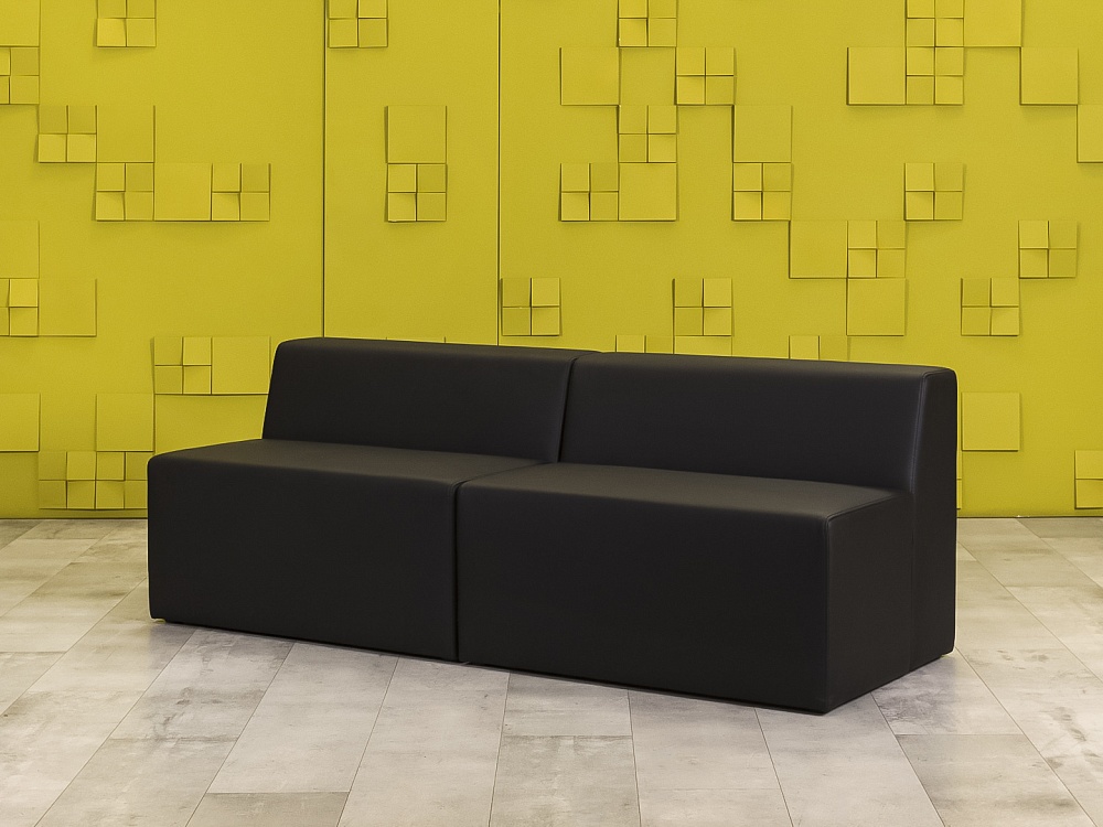 Офисный диван Кожзам Чёрный Россия  ДНКЧ1-20016