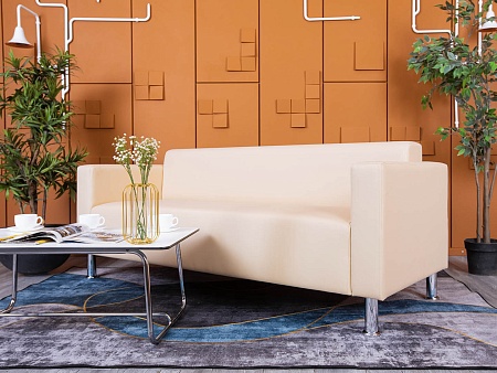 Офисный диван ДМебель Кожзам Бежевый   (ДНКБ3-25094(нов))