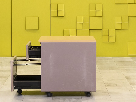 Офисная тумба выкатная Steelcase 420x560x570 Металл Серый 2 ящика Франция_ТВ2ЯМ3-280923