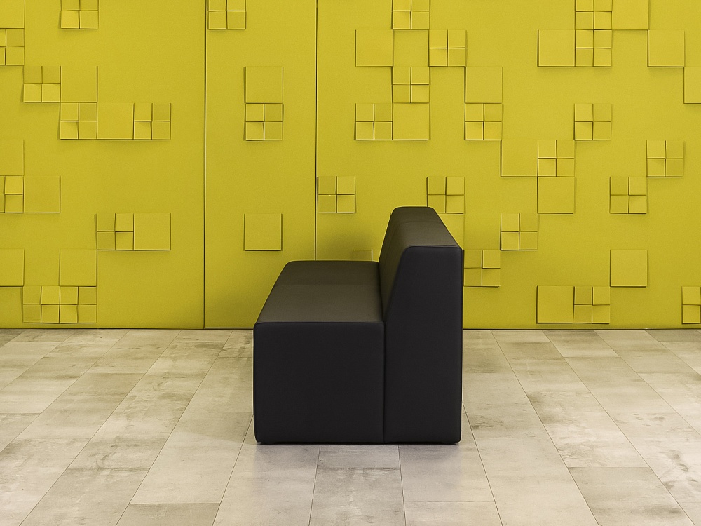 Офисный диван Кожзам Чёрный Россия  ДНКЧ1-20016