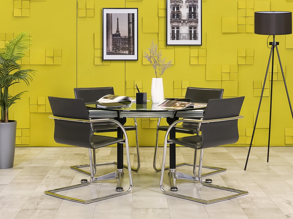 Офисный стол для переговоров Burdick Herman Miller 1200x1200x750 Стекло США_СГКС-030823