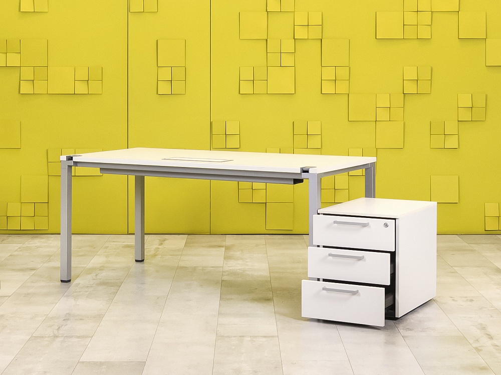 Комплект офисной мебели стол с тумбой  Steelcase ЛДСП Белый Франция  СППБТ-04026