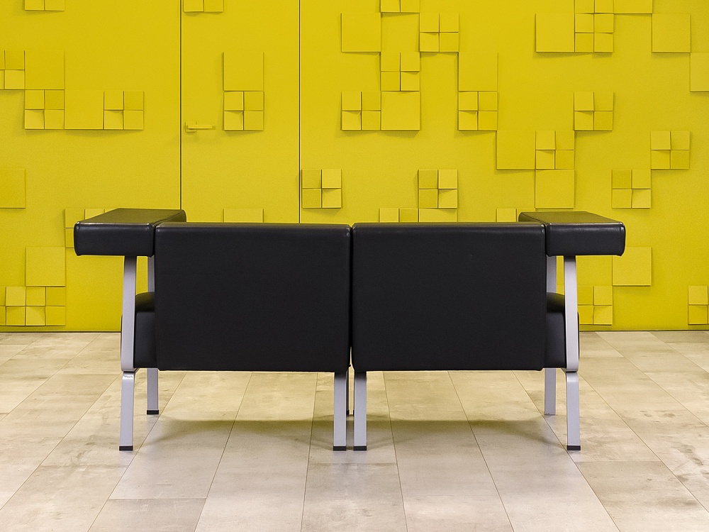 Офисный диван Coffice Linear BENE 1750x780 Кожа Чёрный Австрия_ДНКЧ-071024