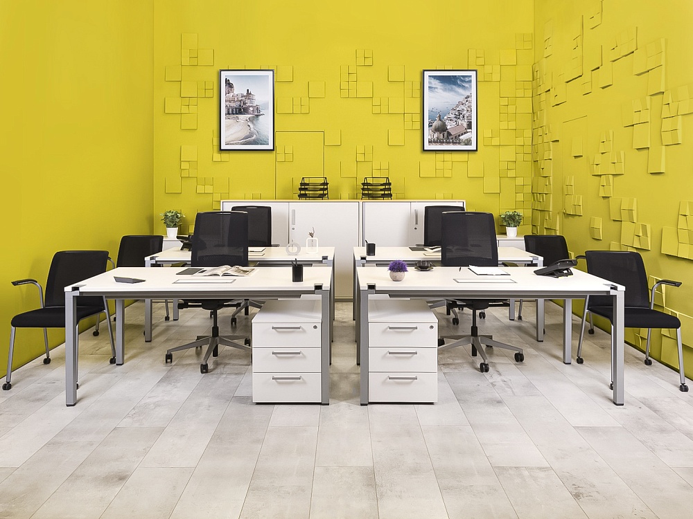 Комплект офисной мебели стол с тумбой  Steelcase ЛДСП Белый Франция  СППБТ-04026