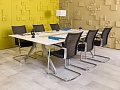Офисный стол для переговоров Steelcase 2450x1500x720 МДФ Белый Франция_СГПБ-281223