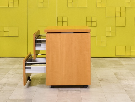 Офисная тумба для оргтехники 800x600x750 ЛДСП Ольха Выдвижные ящики Импорт_ТО2ЯЛ-200923