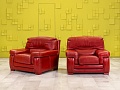 Диван и 2 кресла TS SALOTTI 1600x900 Кожа Красный Италия_ДНККК-241123