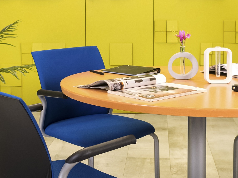 Офисный стол для переговоров Steelcase 1100x1100x720 ЛДСП Бук Франция_СГКВ-280923