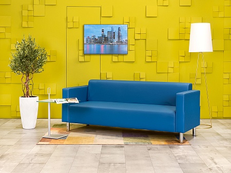 Офисный диван Трехместный Август 1900x740 Кожзам Синий Россия_ДНКН1-08022