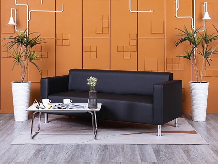 Офисный диван ДМебель Кожзам Черный   (ДНКЧ3-25094(нов))